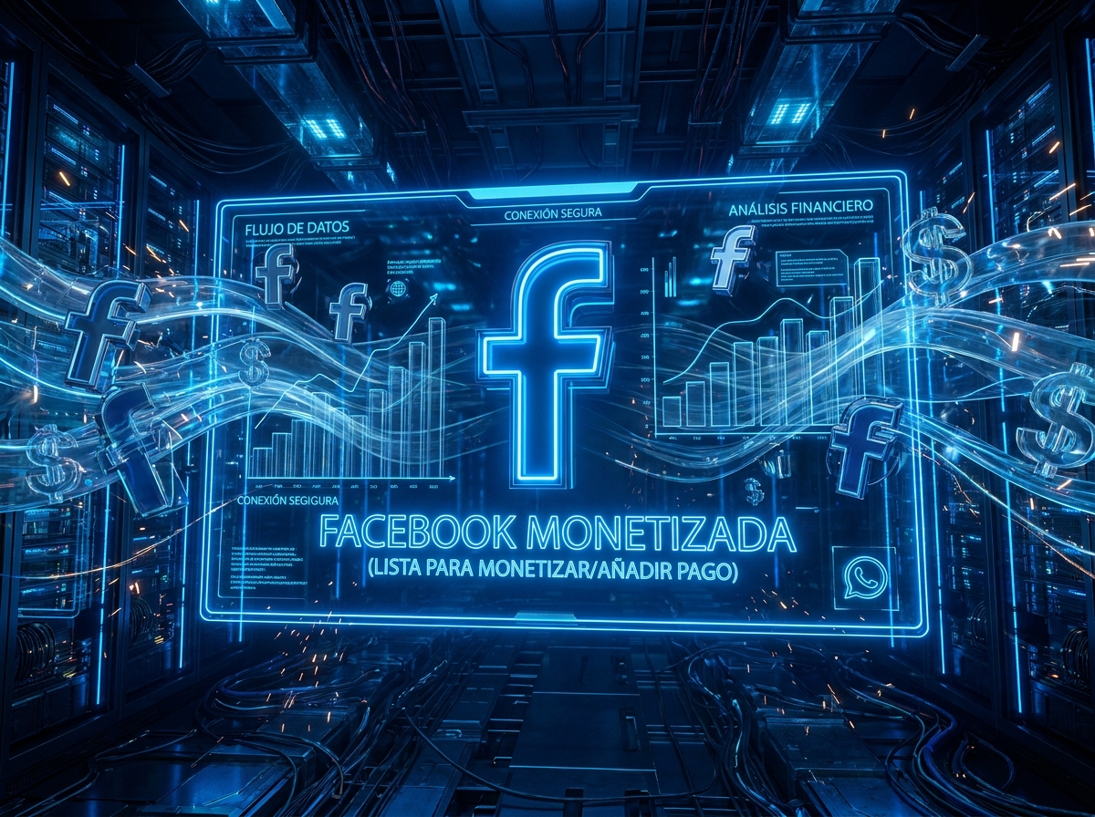 Portada neón azul de Facebook monetizado